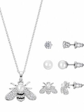 Sparkle Allure Honey Bee Necklace & EarringSet - Light Up Box